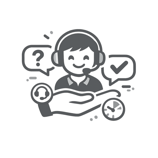 Icono simple de soporte al cliente representando asistencia directa y accesible