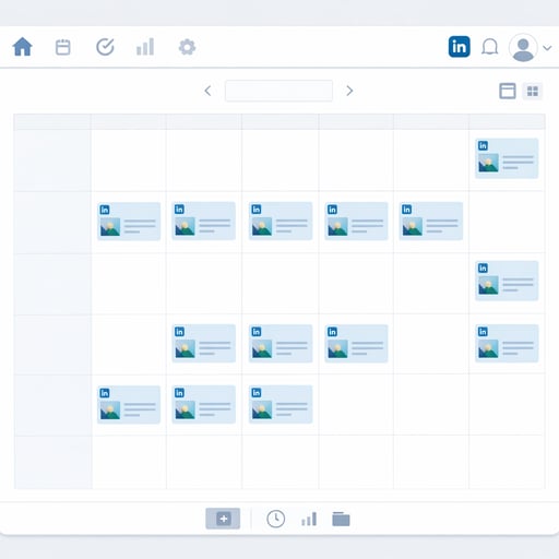 Interfaz limpia y minimalista de Postin Free mostrando el calendario de programación de LinkedIn