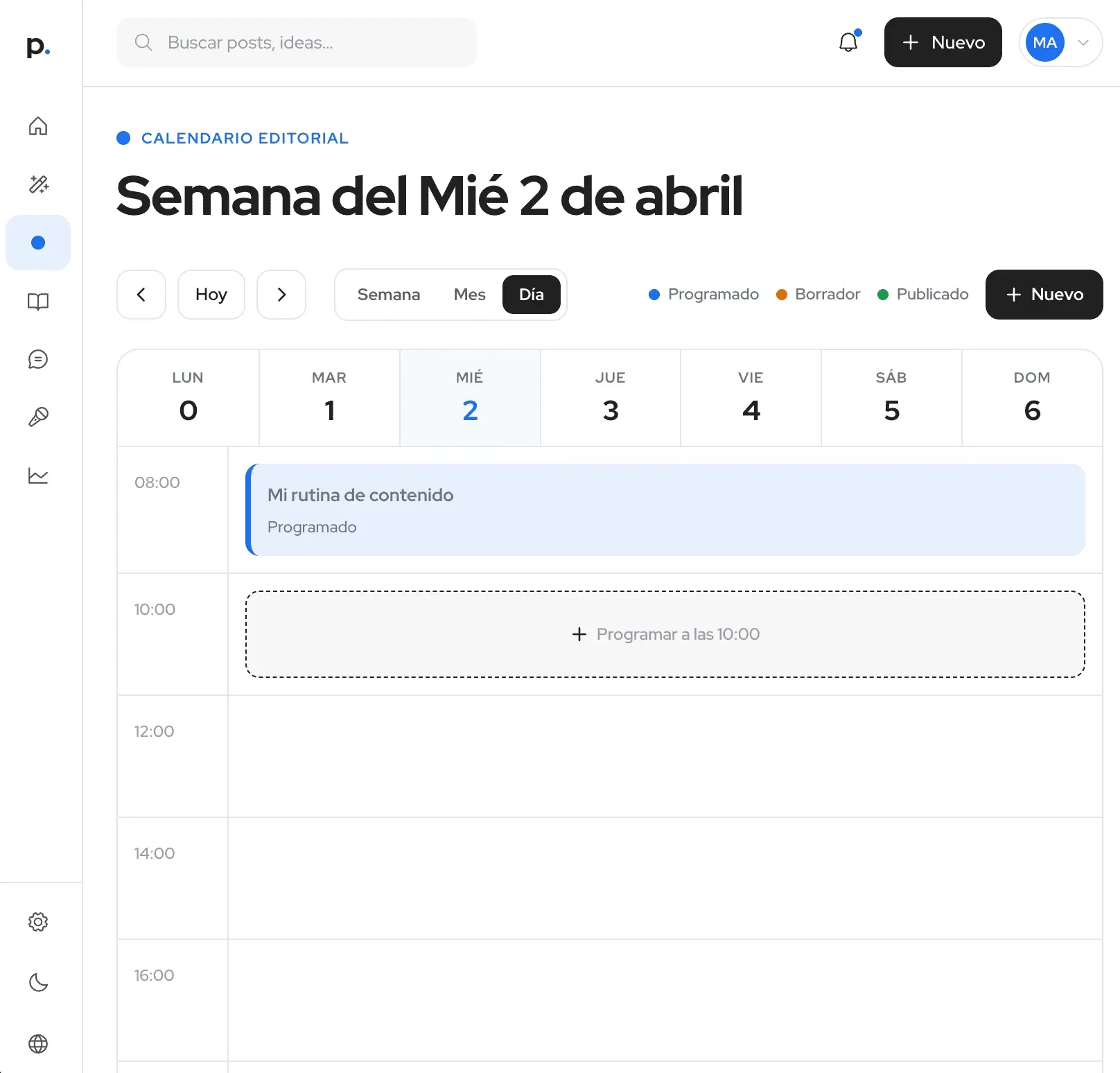 calendario semanal postin